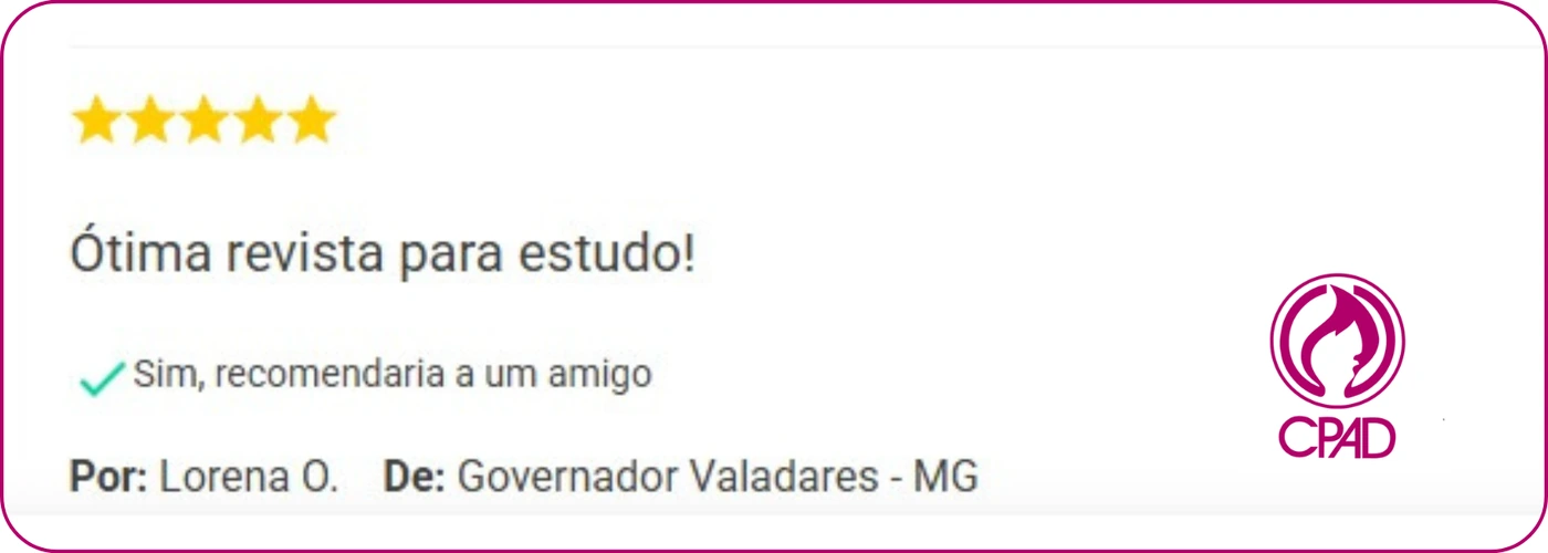 Avaliação de Lorena O., de Governador Valadares - MG: 'Ótima revista para estudo!' — 5 estrelas